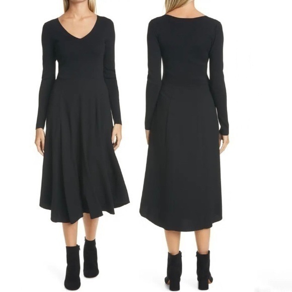 Vince Dresses & Skirts - VINCE V-Neck Long Sleeve Dress in Black Size XXS
